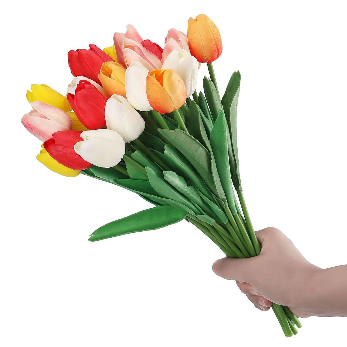 20X Artificial Tulips Flowers 13in Stem Bouquet Fake Flower Wedding Bridal Decor