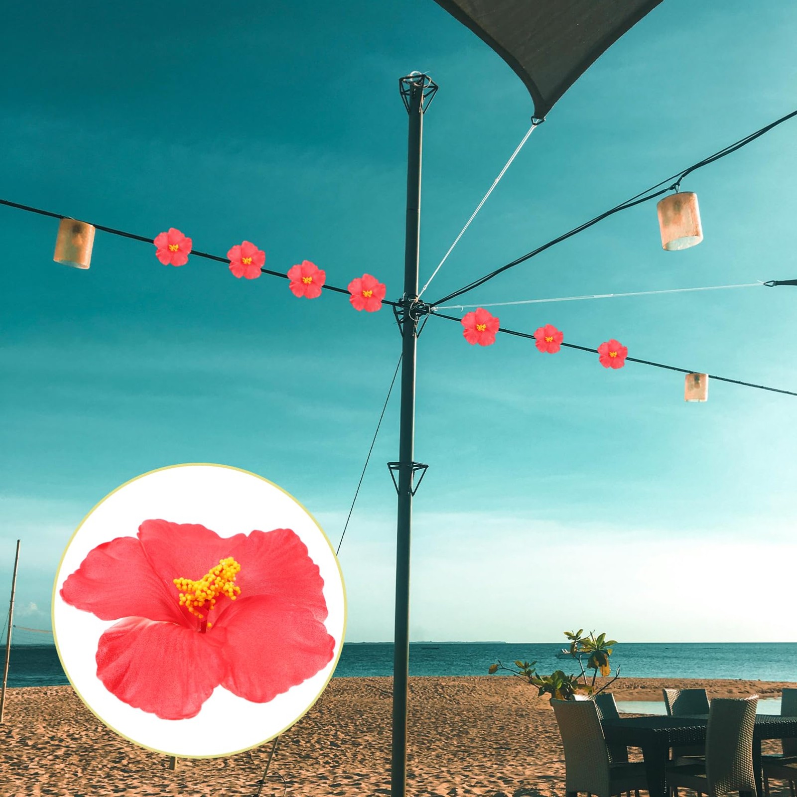 10 PCS Red Artificial Hibiscus Faux Floral Heads Luau Party Wedding Photography