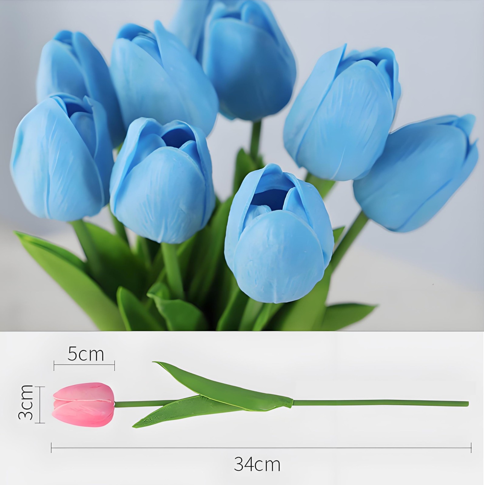 10 PCS White Artificial Fake Silk Tulips 13 Inch Wedding Home Decor Bouquet