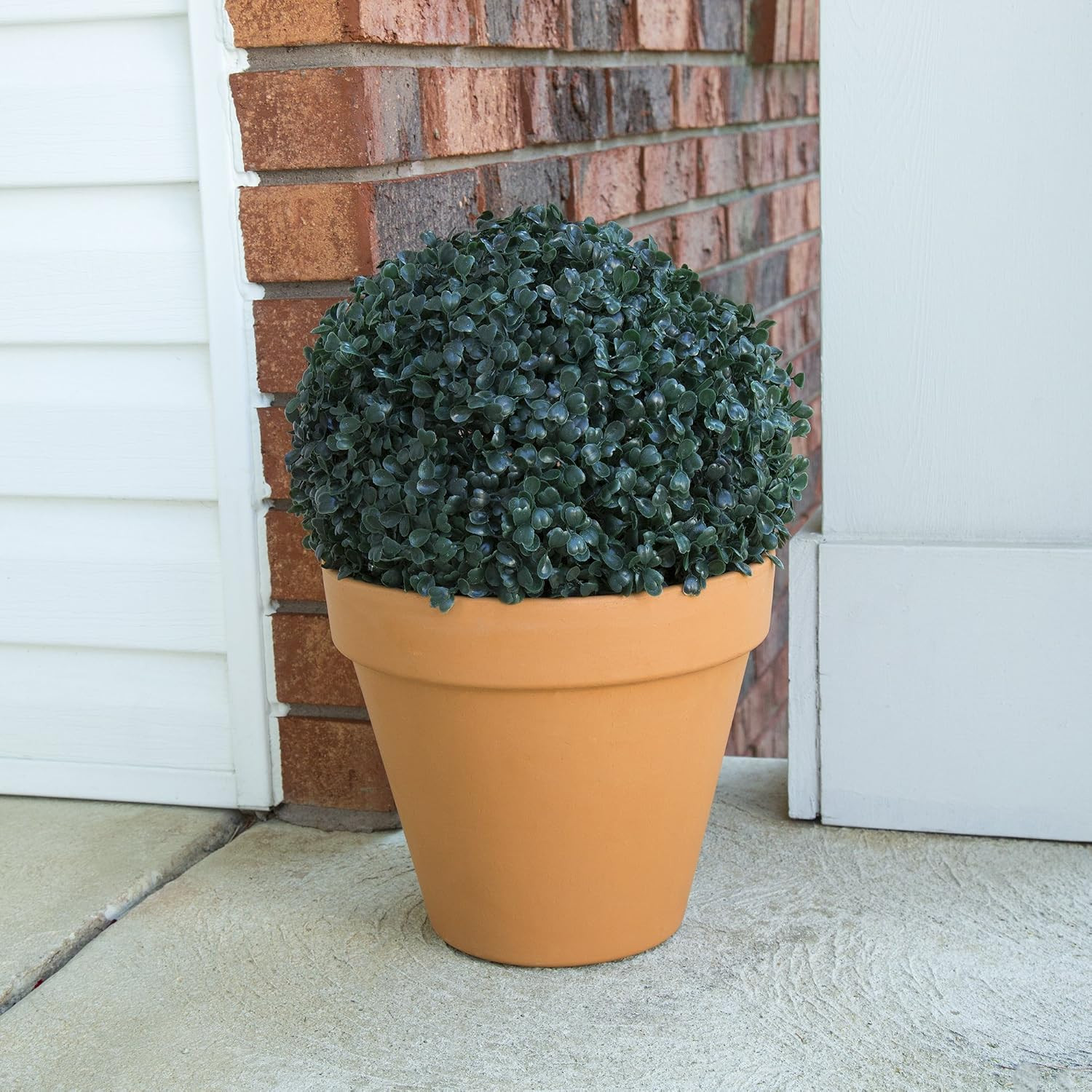 Boxwood Plant – 11In Faux Outdoor Topiary Pre-Lit with Solar Leds – Artificial B
