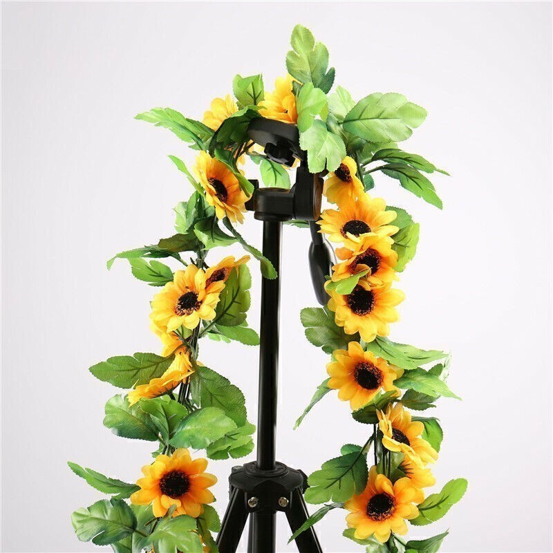 Artificial Sunflower Flower Garland Vine Wall Hanging Rattan Fake Plant Decor
