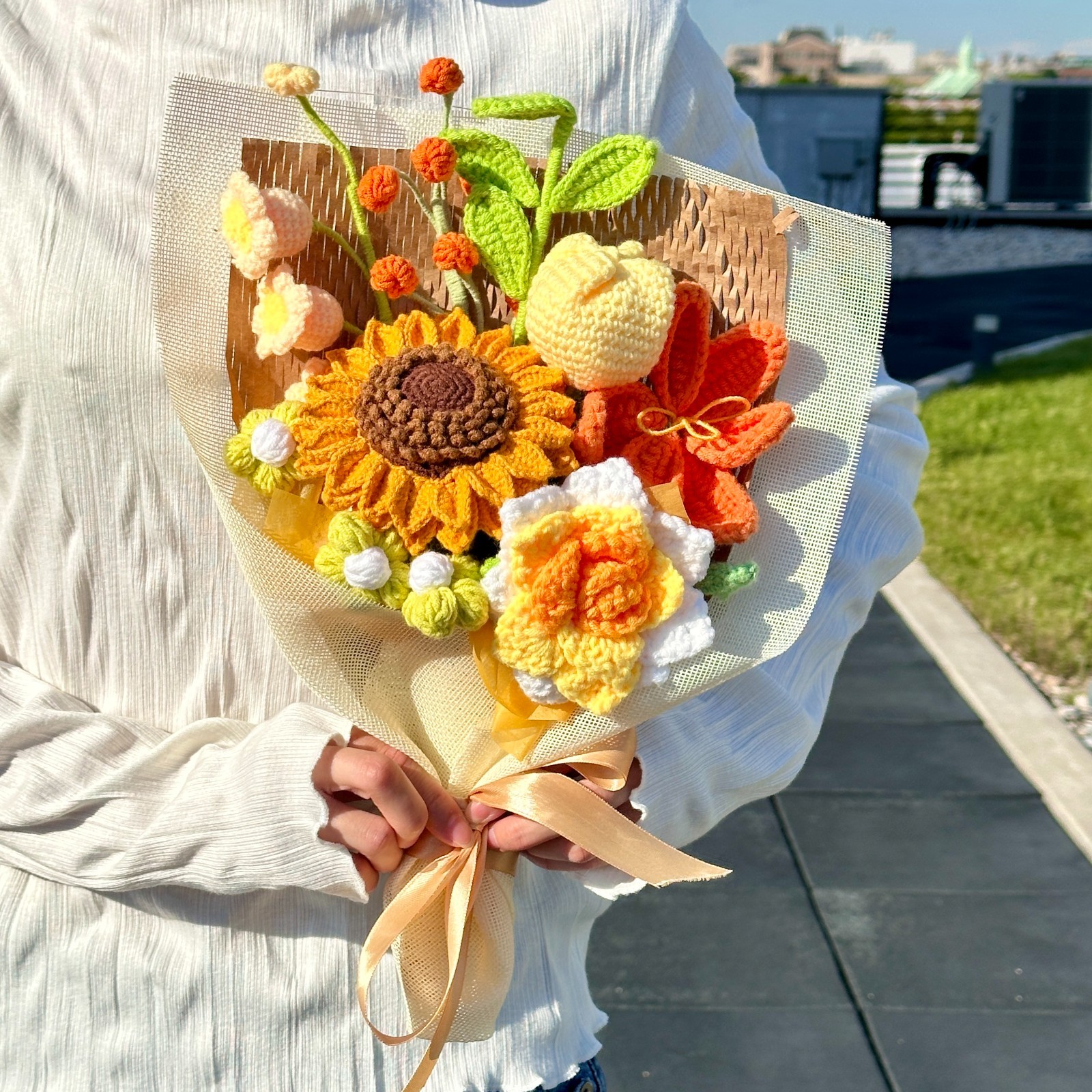 Handmade Crochet Sunflower Bouquet | Get Well, Birthday Gift, Teacher Appreciati
