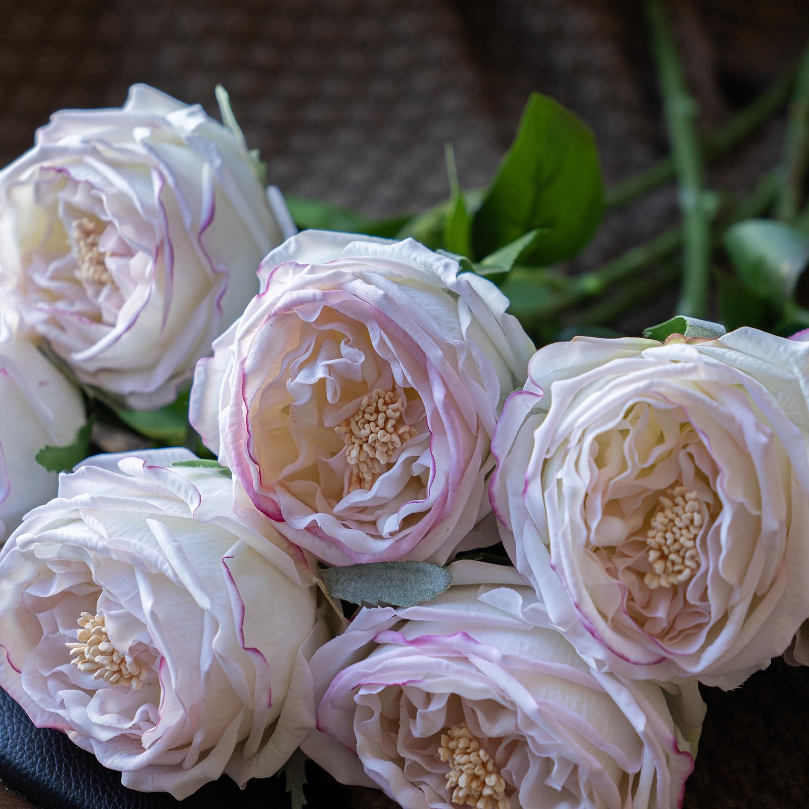 4 PCS Light Pink Artificial Austin Rose Peony Latex Real Touch Fake Flowers