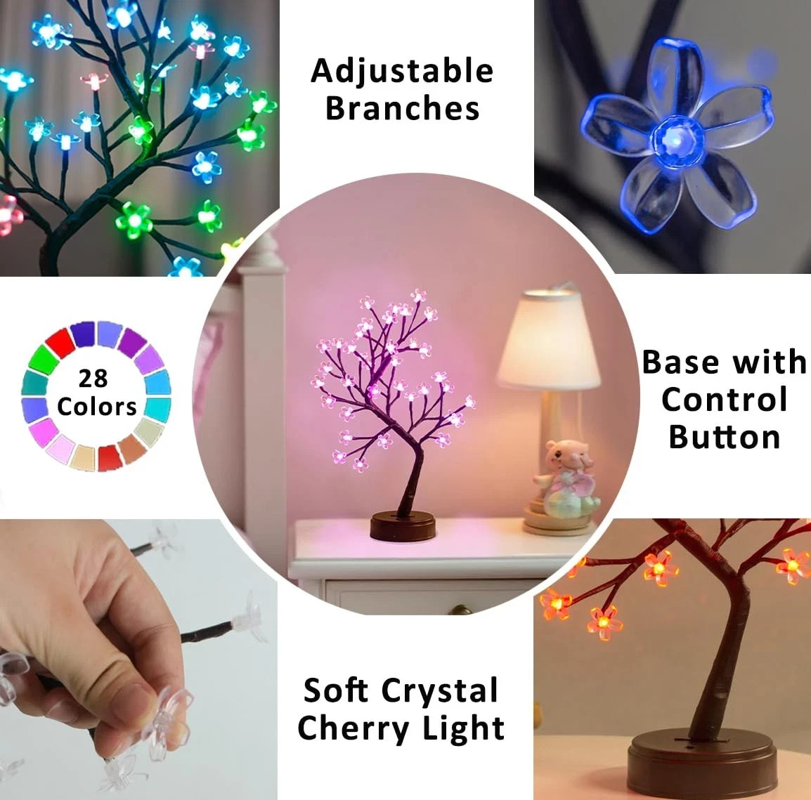 RGB Cherry Blossom Tree Light with Remote 28 Colors LED Artificial Flower Bon