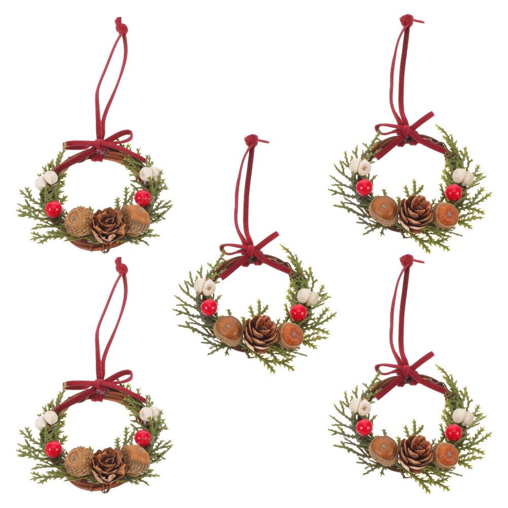 5 Pcs Artificial Wreaths Hanging Decorations Christmas Tree Ornament