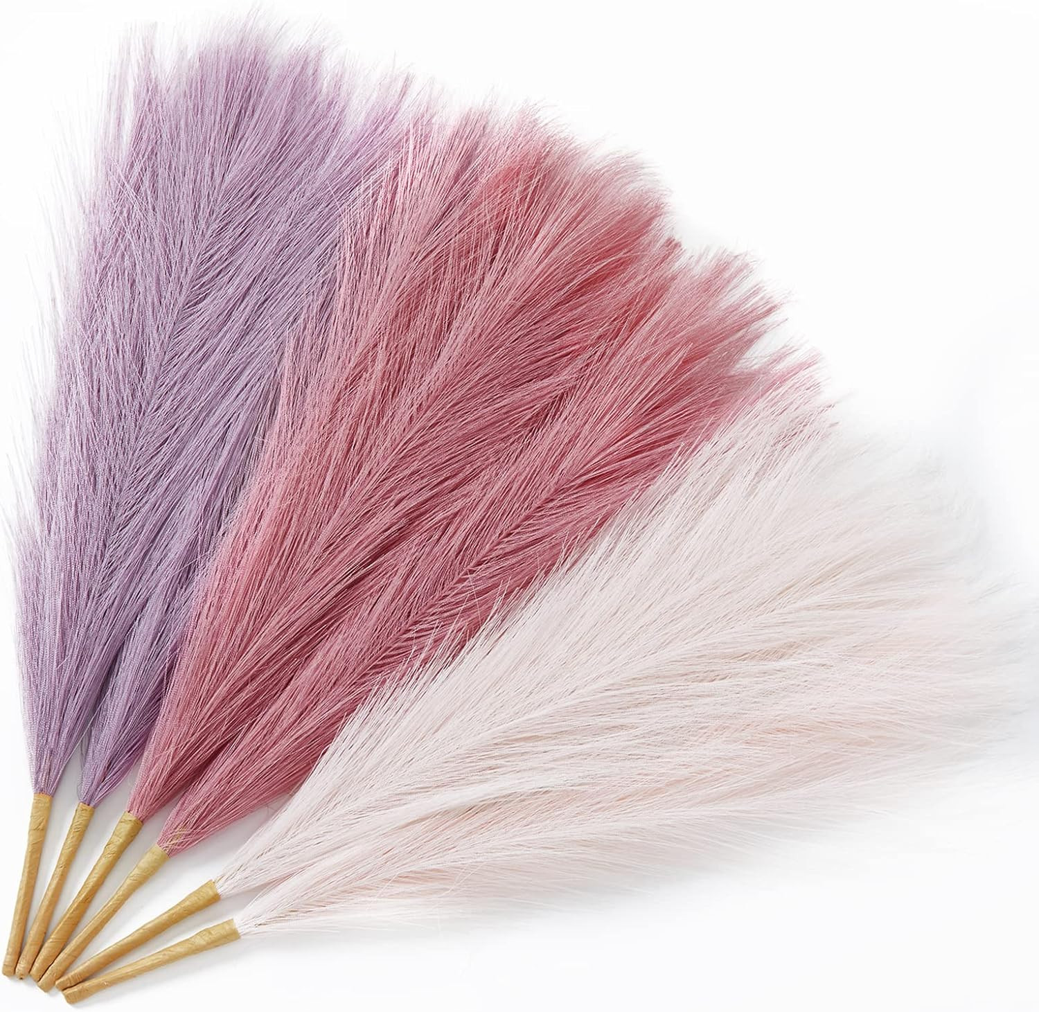 Faux Pampas Grass Decor 17 Inch 6pcs, Purple Pink Artificial Pampas Grass Home W