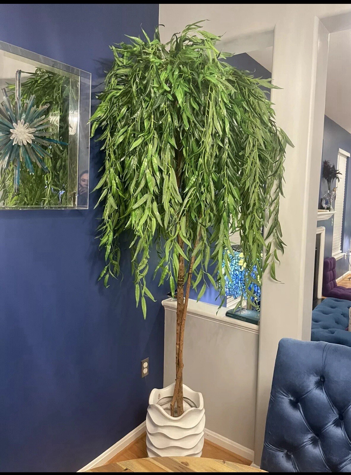 7’ Willow Artificial Tree (Real Touch) w/ Natural Trunk Home Decor. Retail $422