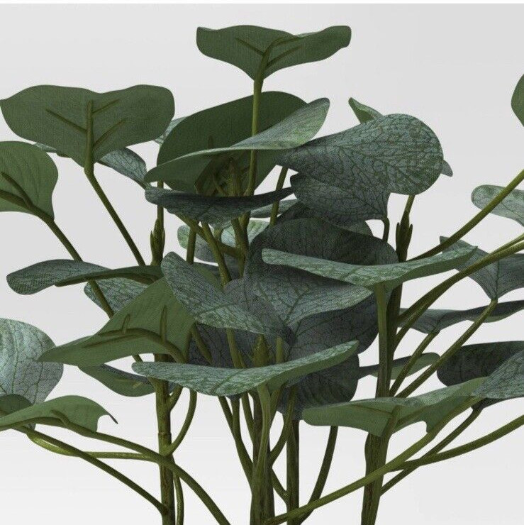 Artificial Eucalyptus Plant 10″ Tall White Pot Office Dorm Kitchen Room Decor