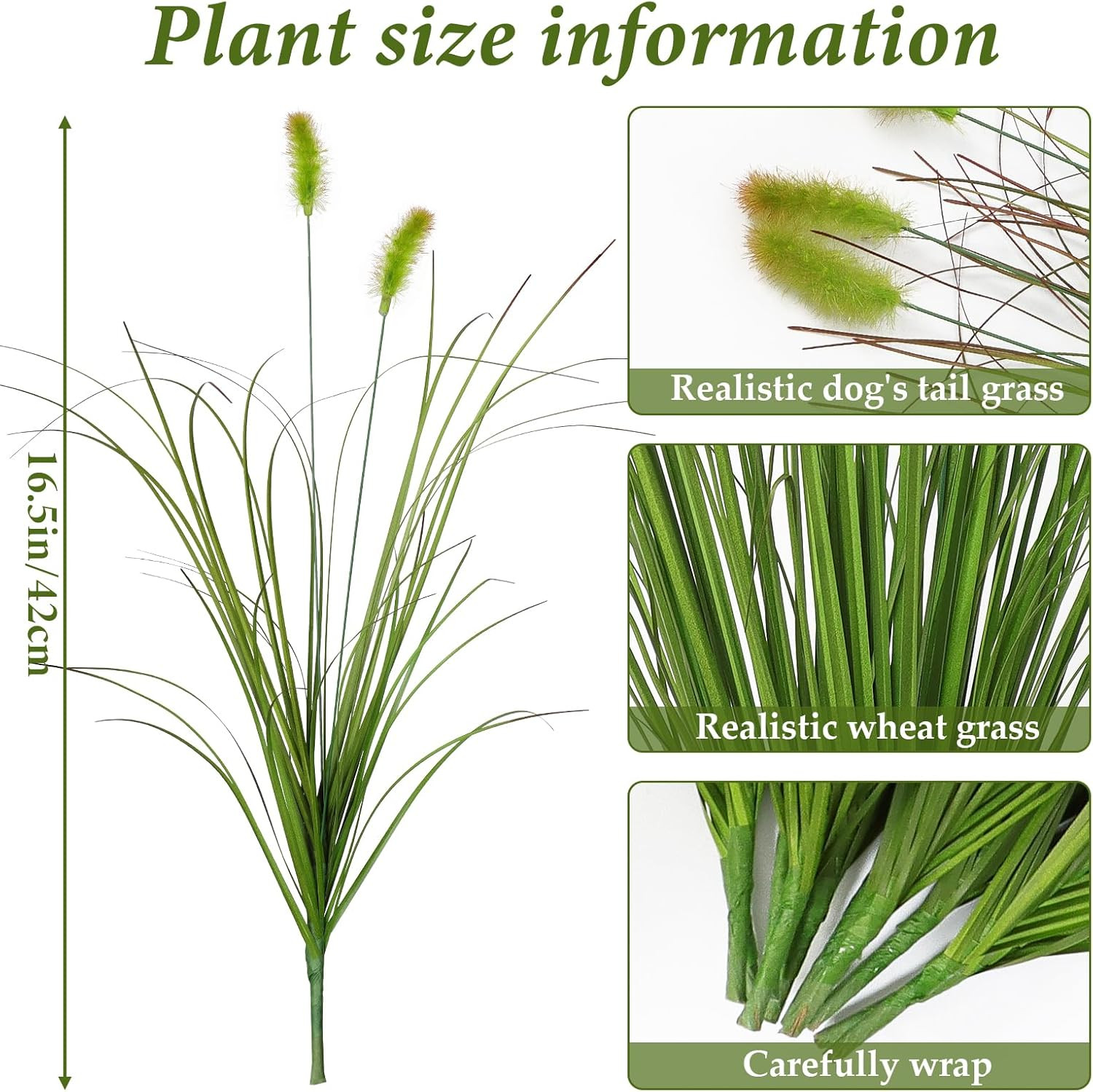 14PC Artificial Dog Tail Grass Plant UV Resistant Outdoor Ornamental Wheat Grass