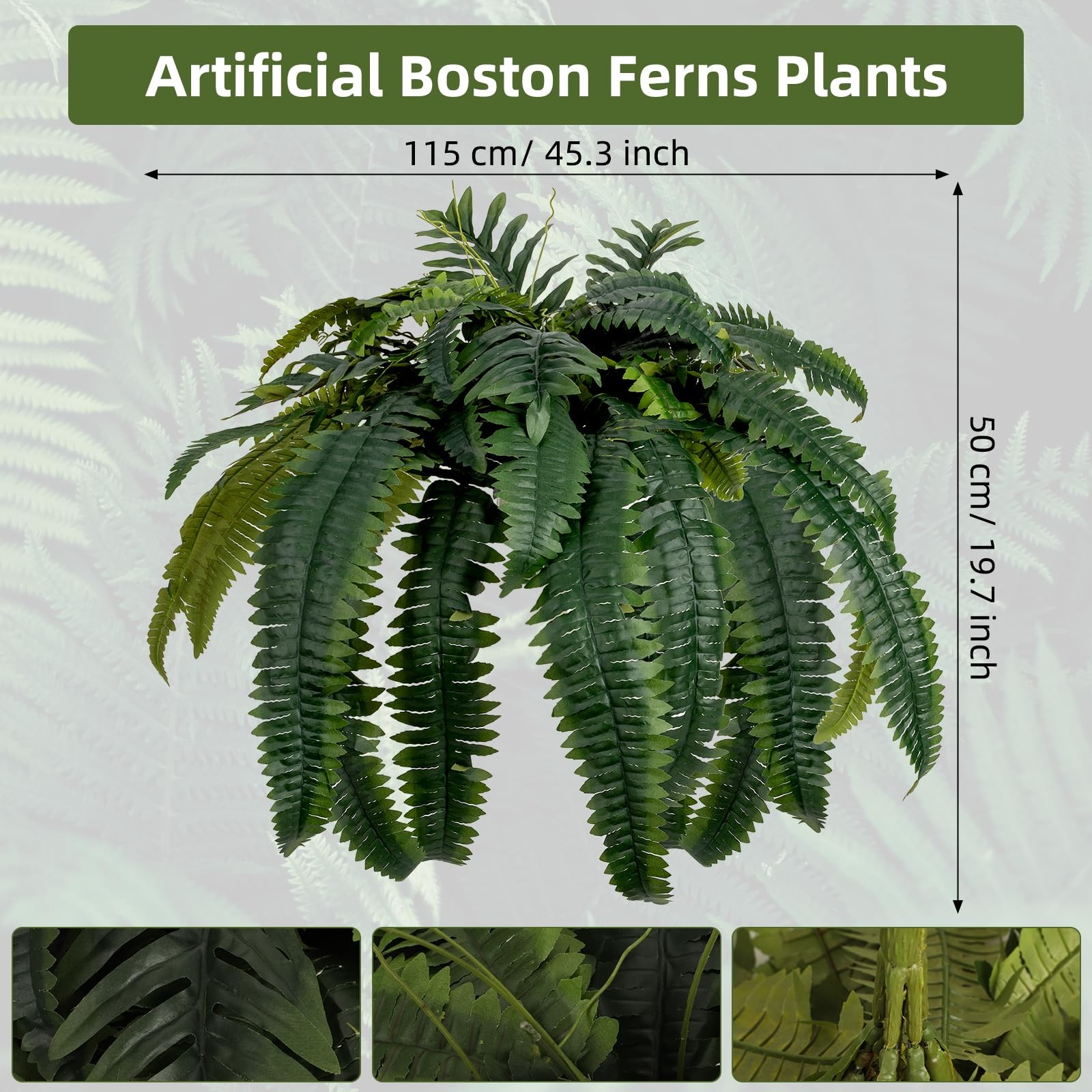45.3Inch Artificial Fern Fake Boston Ferns Plants Large Greenery Plant Look L…