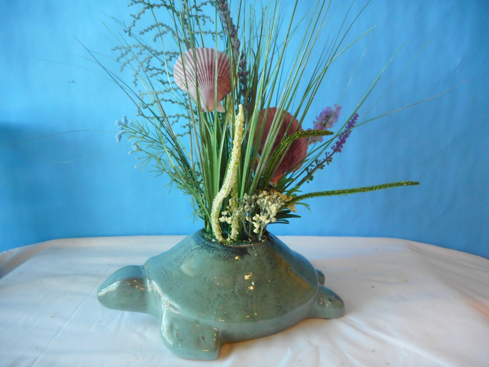 Turtle Floral Sea Shell Arrangement-Artist Created