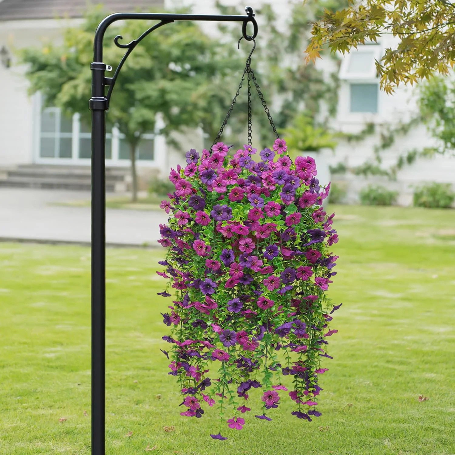 Artificial Hanging Fake Flowers Plants Spring Summer Decoration for Outdoor, 4PC