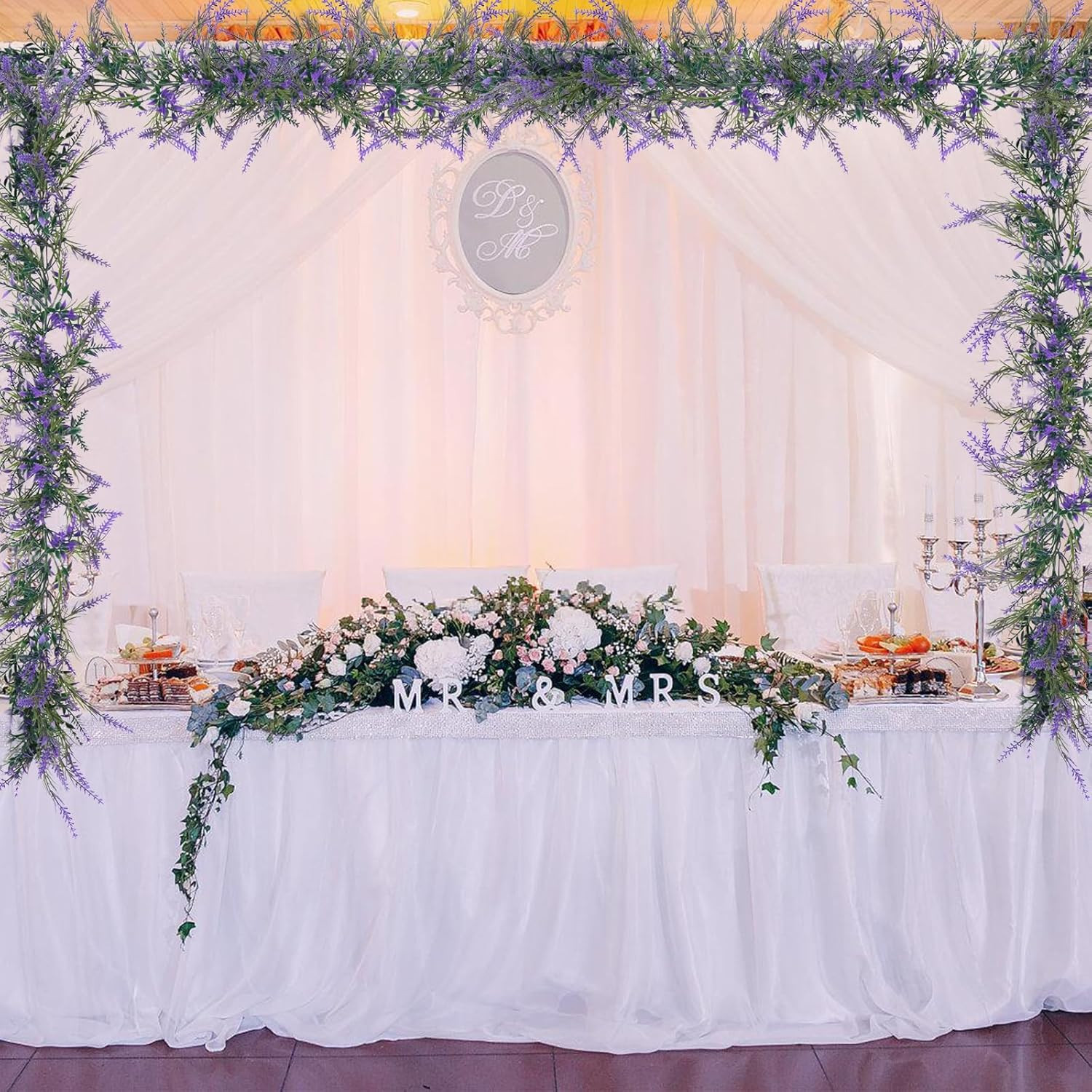 6Ft Purple Lavender Artificial Garland Decor, Spring Summer All Year Lavender De