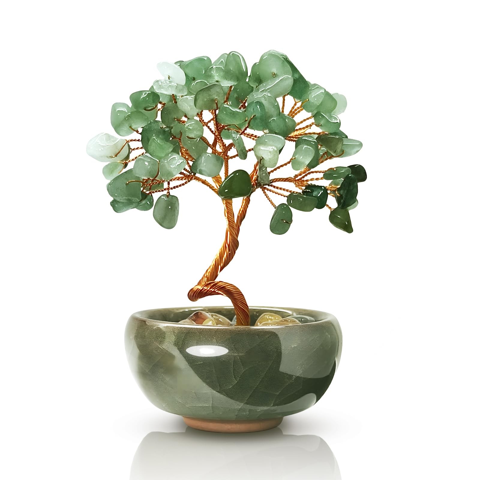 Green Aventurine Crystal Tree,Harmony Office Desk Home Decor,Vitality Gift wi…