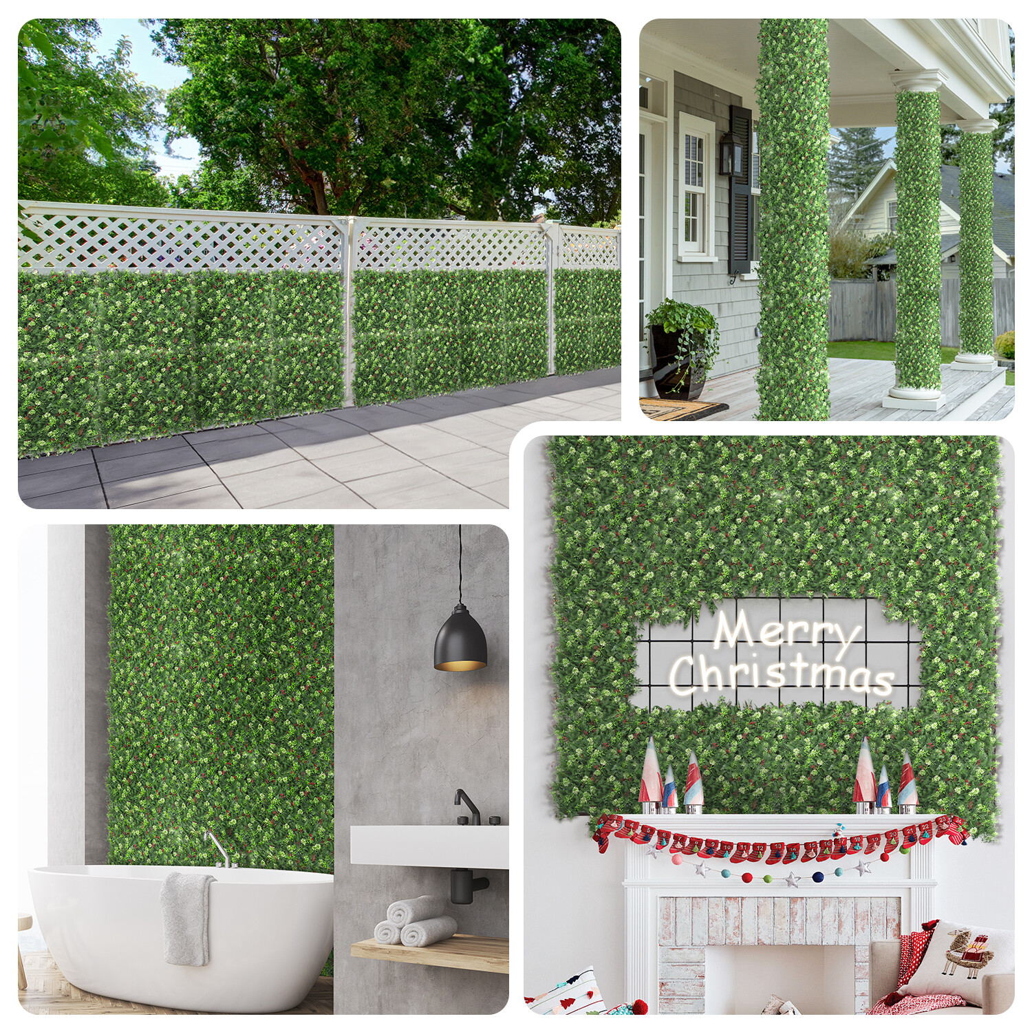 20″ Artificial Faux 3D Mix Leaves Wall Panel Fence Screen Home Outdoor Decor #16