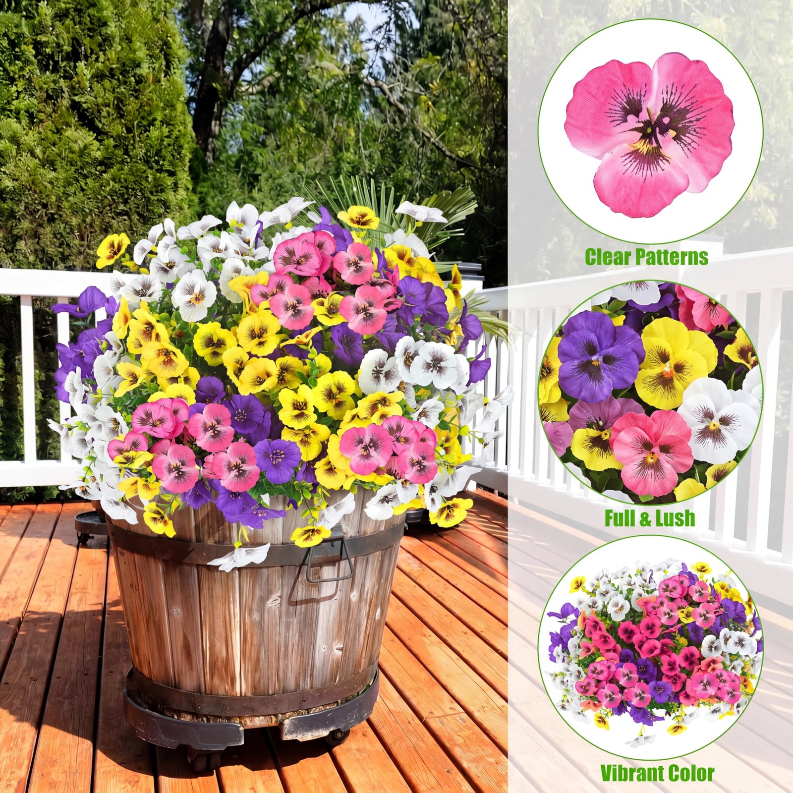Artificial Pansy Flowers for Outdoors 12 Bundles Realistic Faux Plants UV Res…