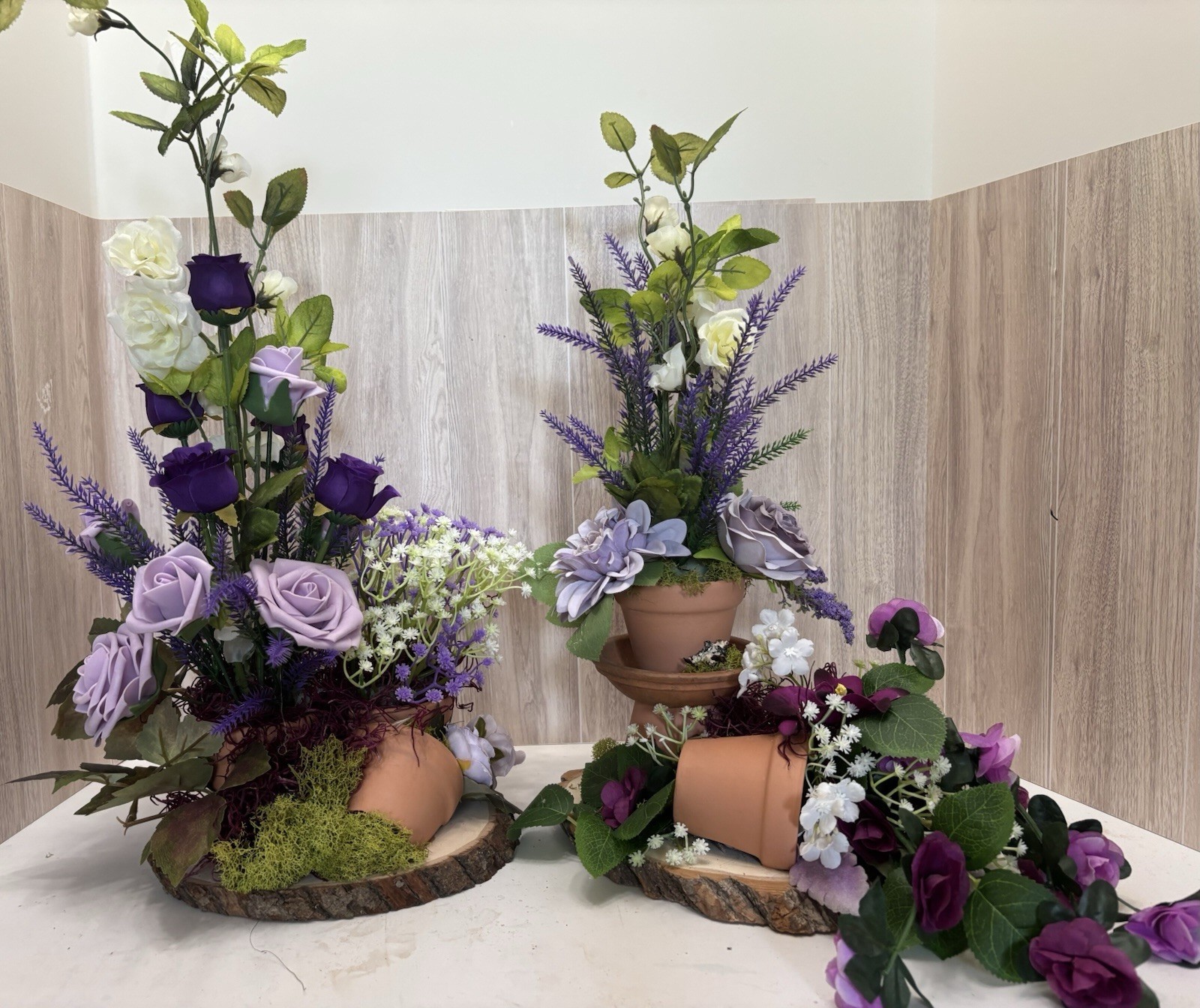 Wedding Shower Shades Of Purple Silk Flower Arrangements Box 2