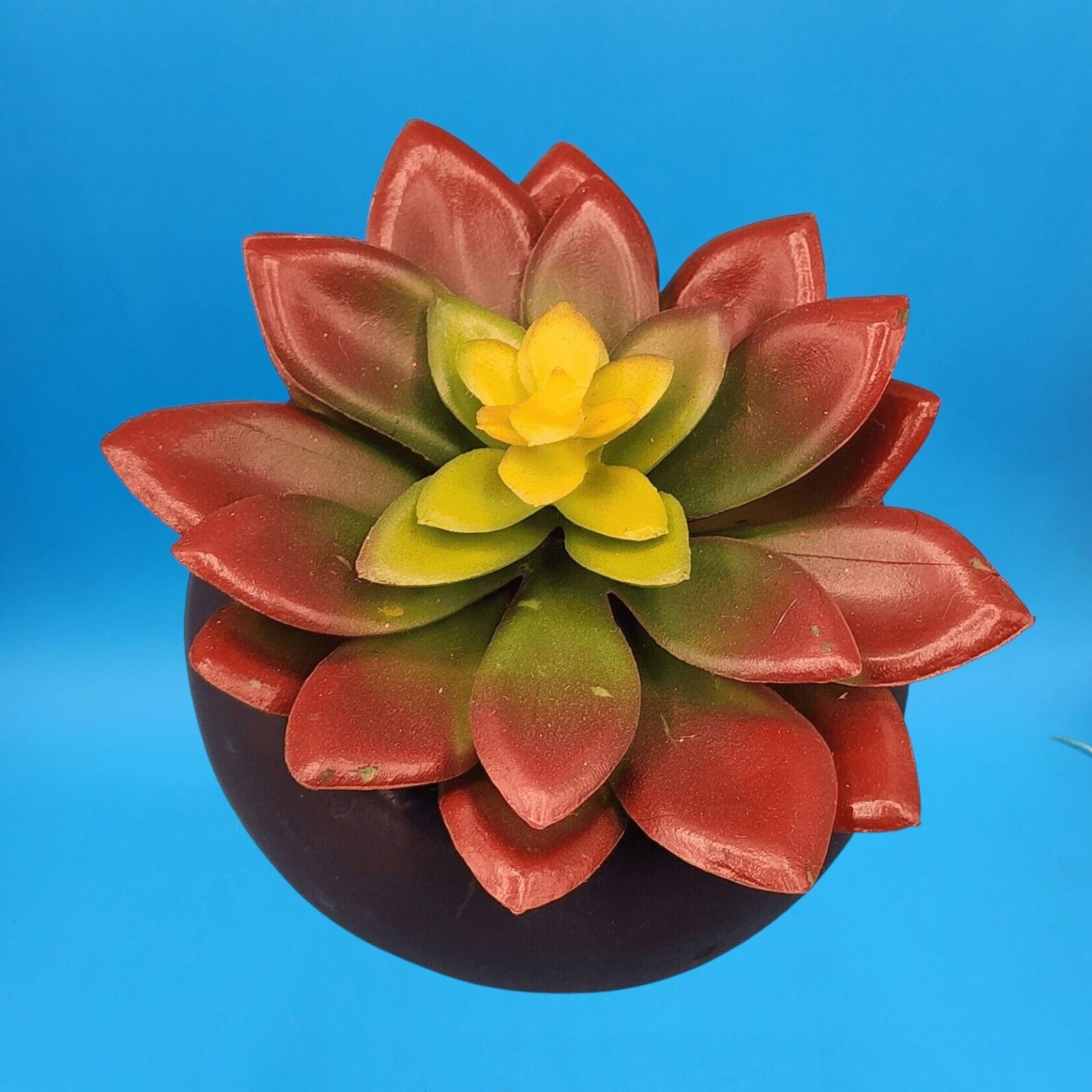 Faux Succulent Plant In Matte Black Round Pot Home Decor House Plant Office