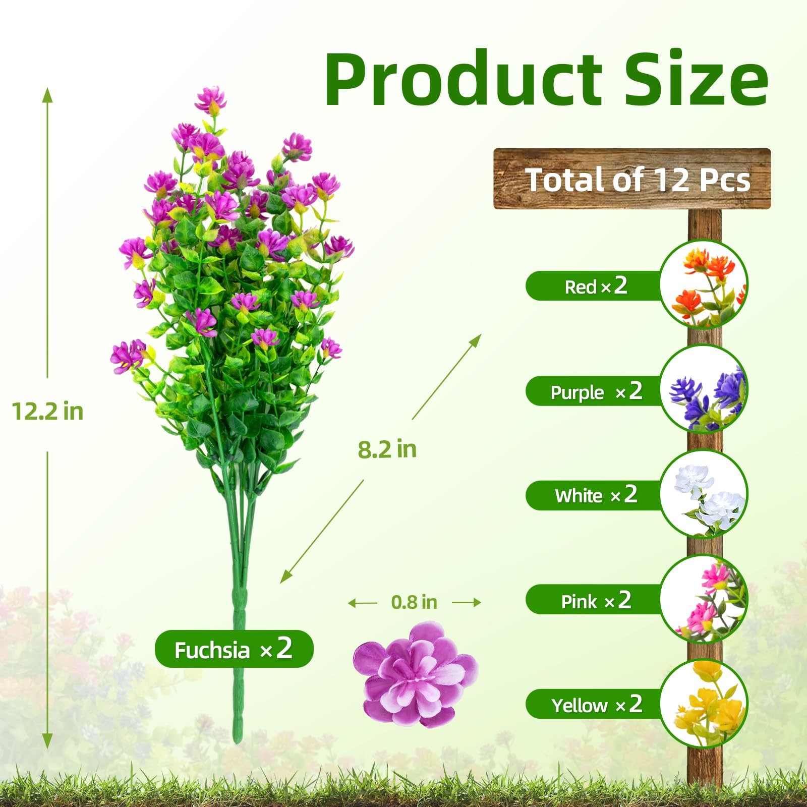 12 Bundles Artificial Flowers for Outdoors, No Fade Fake Plastic Flowers, UV …
