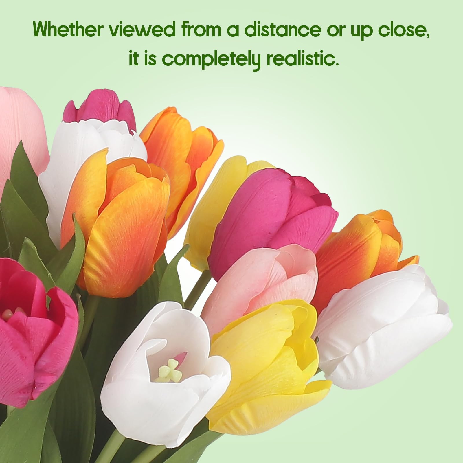Artificial Tulips – 20 Stems Real Touch Realistic Fake Tulip Flowers, Premium…