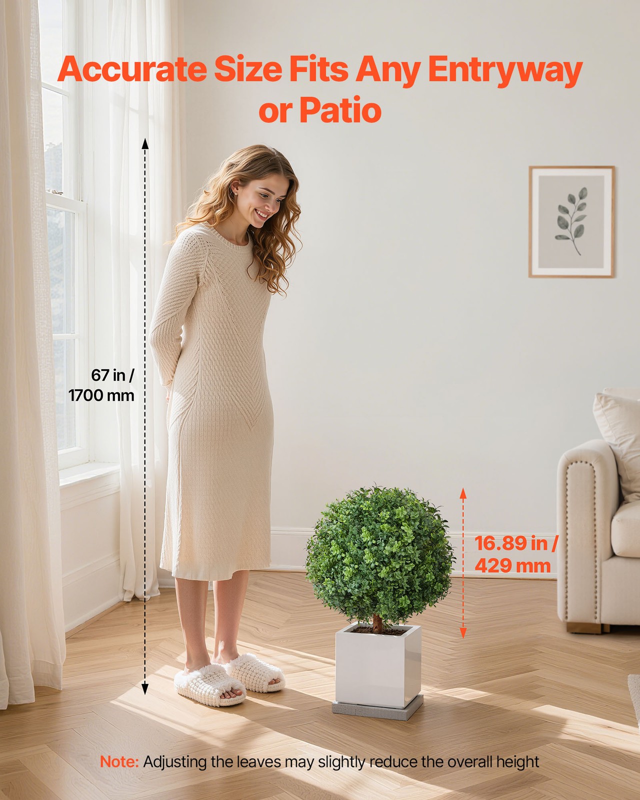 VEVOR Artificial Topiary Boxwood Tree with Ground Spike 22 Inch Faux Shrub