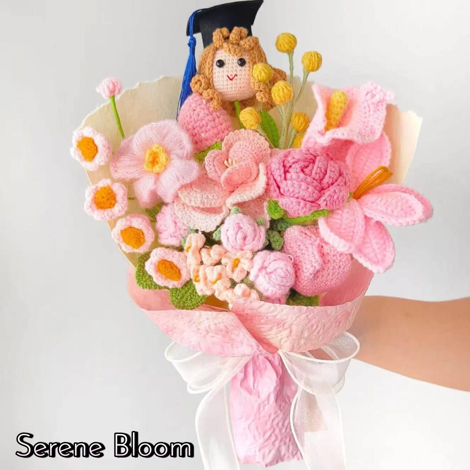 Crochet Graduation Doll Bouquet Handmade Class of 2026 Graduate Anniversary Gift