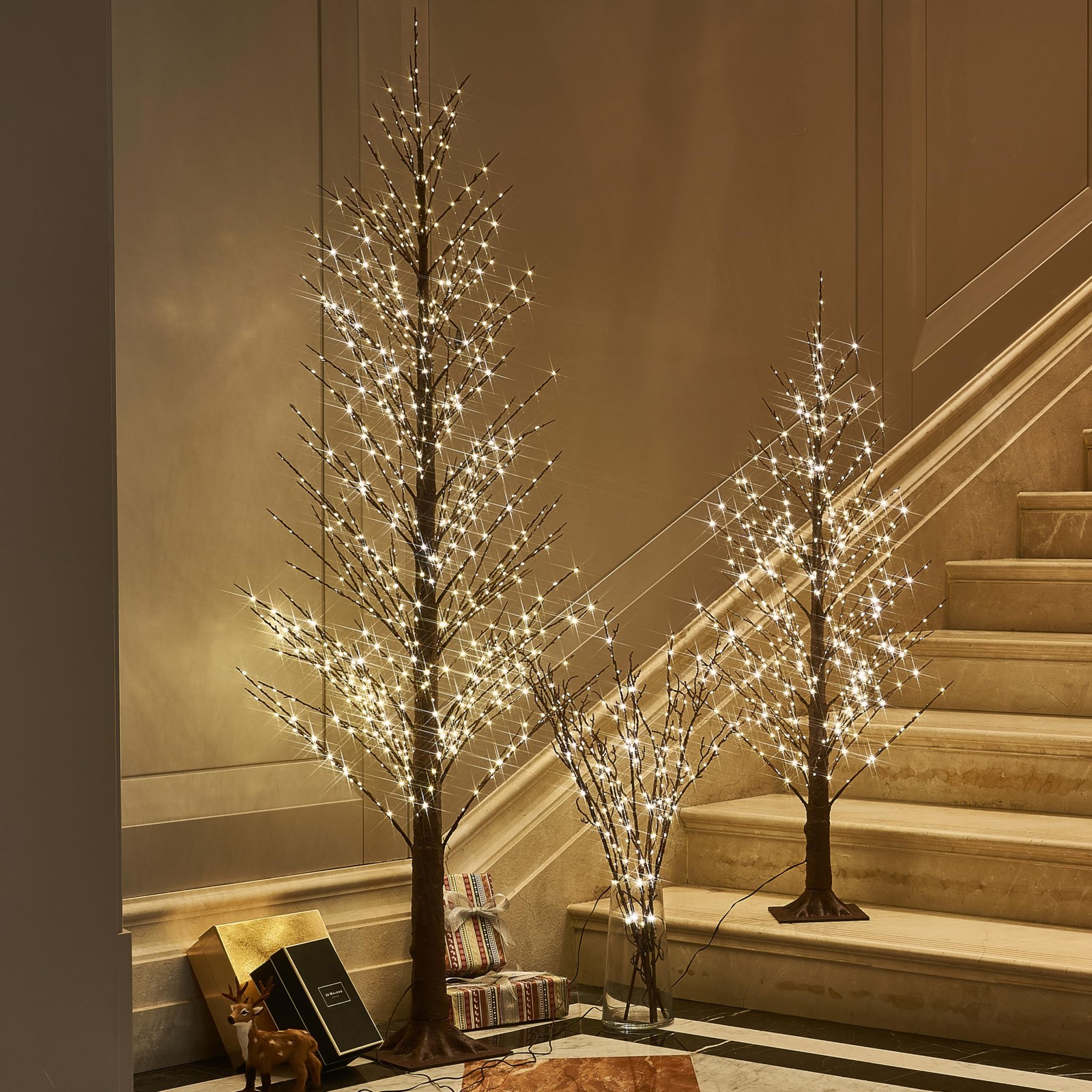 Fudios Lighted Alpine Tree Brown Willow 6FT 810 LED Fairy Lights,Artificial W…