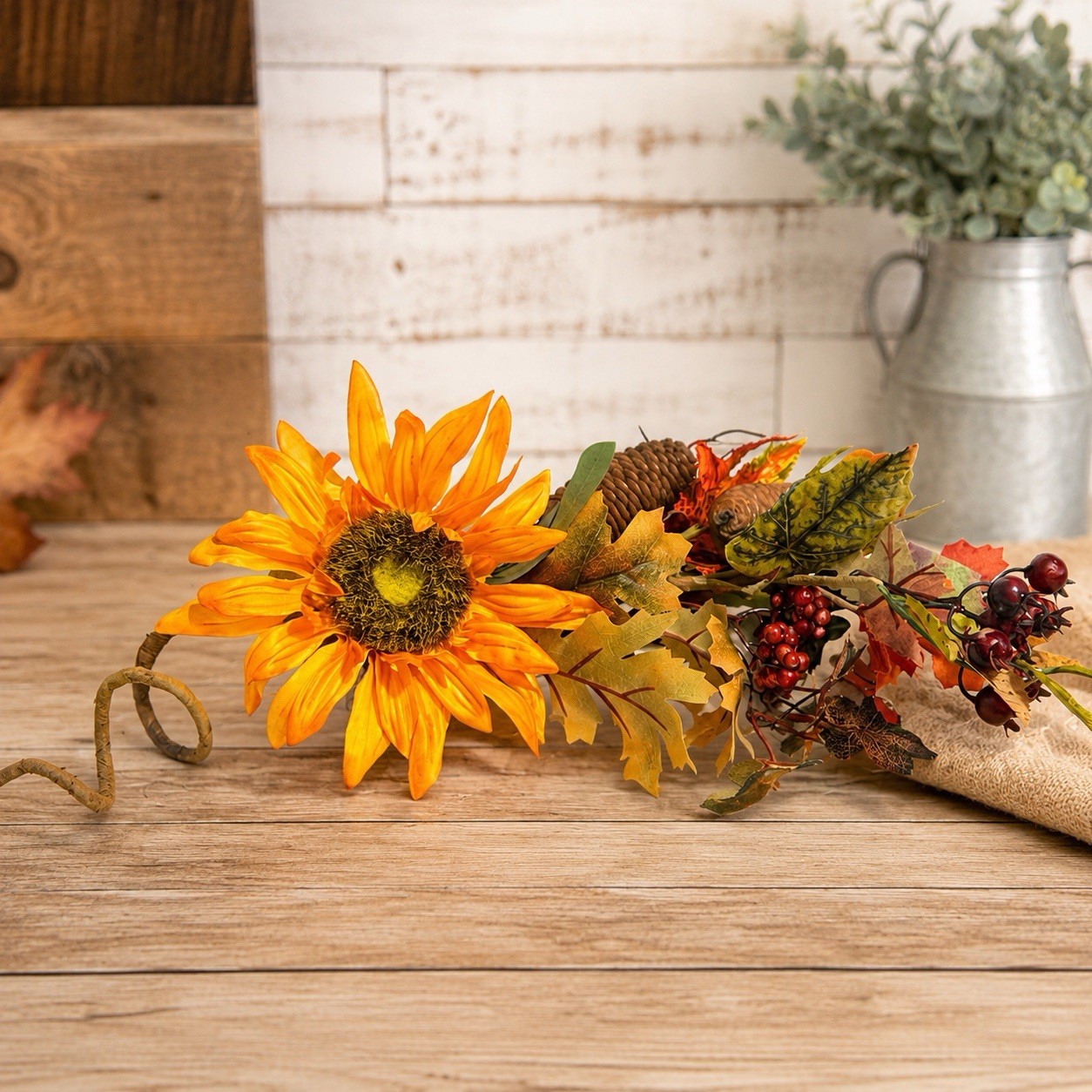 26” Fall Sunflower Floral Pick Harvest Berry Pinecone Farmhouse Autumn Decor