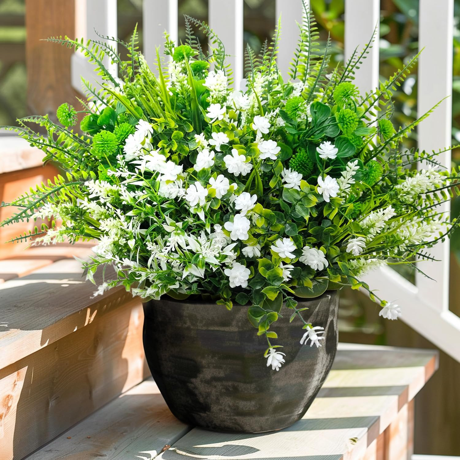 14 Bundles 5 Styles Fake Plants UV Resistant Artificial Outdoor Plant Boston Fer