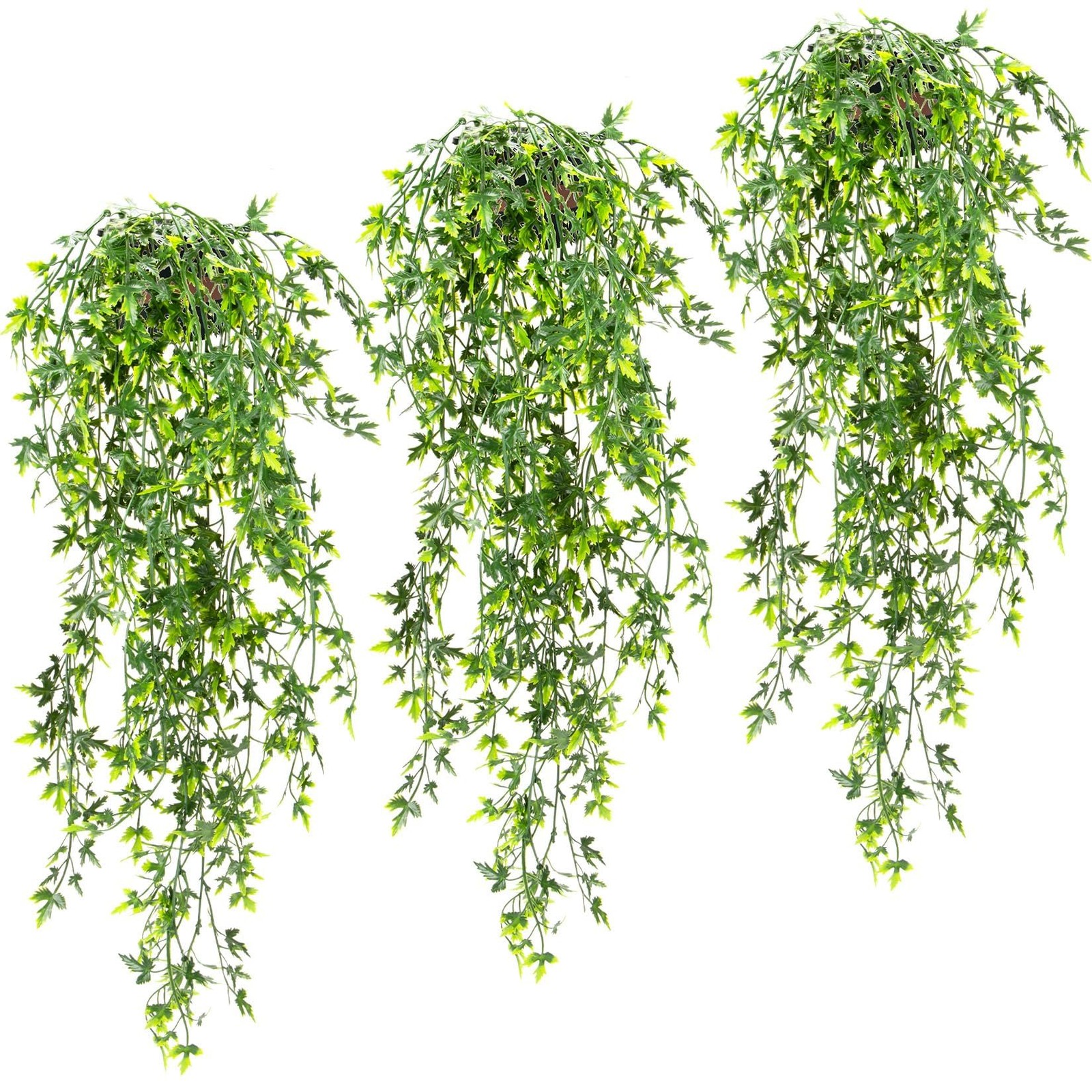 3PCS Fake Hanging Plants Lifelike Faux Plants Indoor with 45 Green Leaves, Fa…