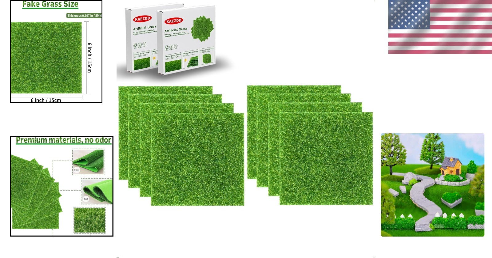 Versatile 8 Pack 6-Inch Artificial Grass Tiles for Creative Crafting Projects