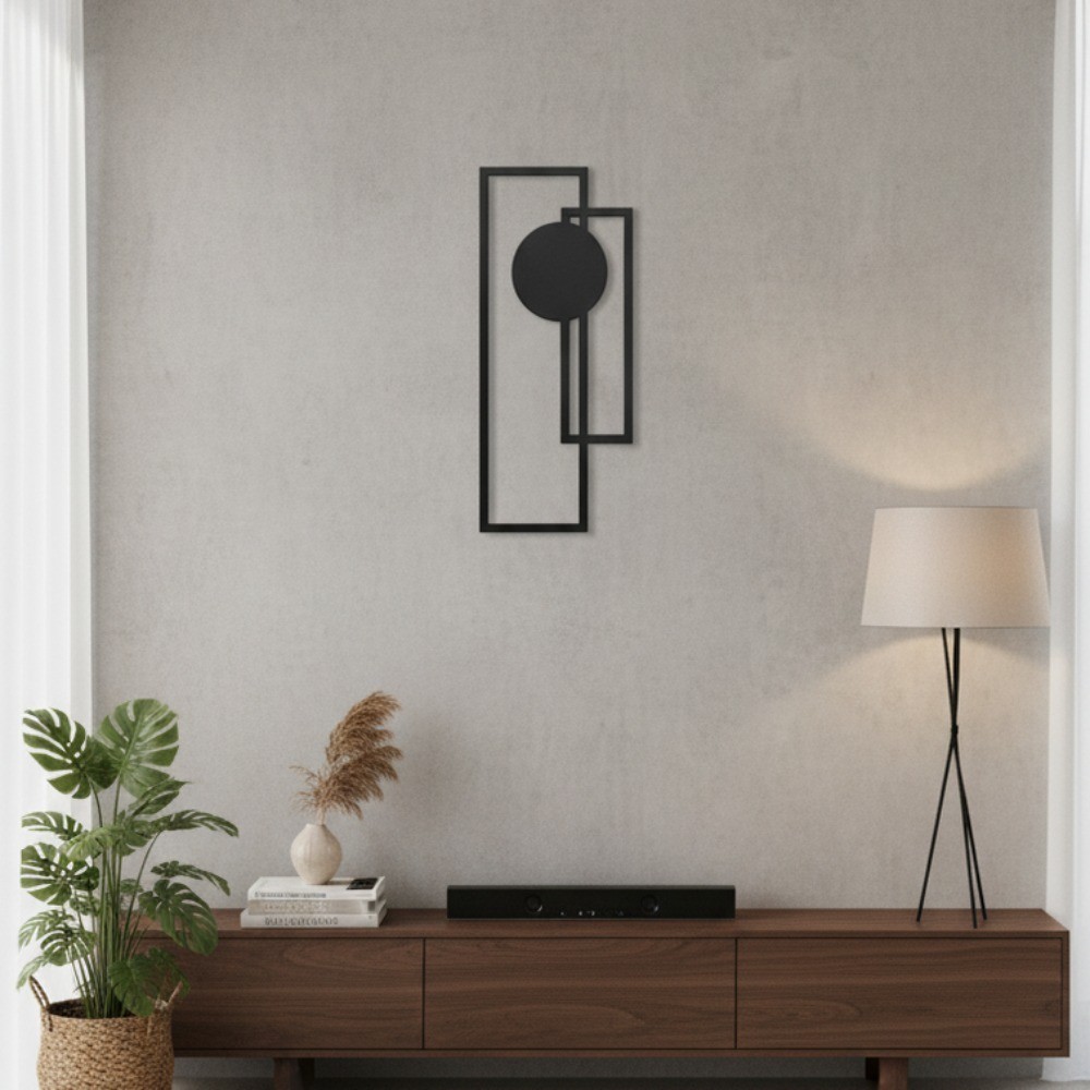 2-Pc Abstract Gothic Line Metal Wall Art Minimalist Black Living Room Decor