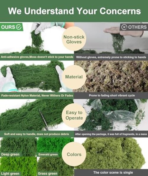 12OZ Artificial Fake Moss for Crafts Plants Indoor with Non 12oz Dark Green