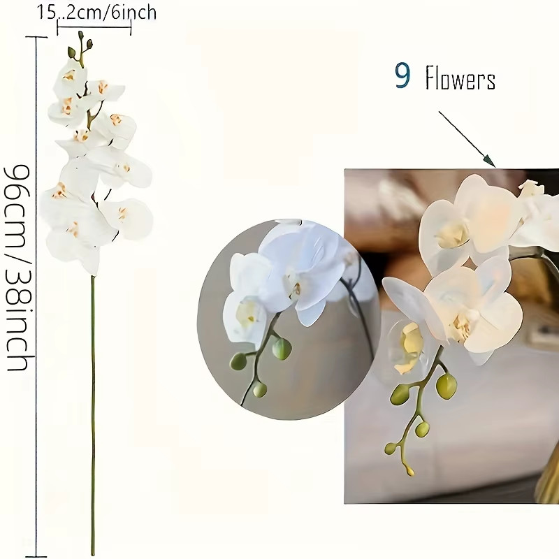 3pcs 9-Head Flowers 38 Inches Artificial Butterfly Orchid Bouquet Tabletop Decor