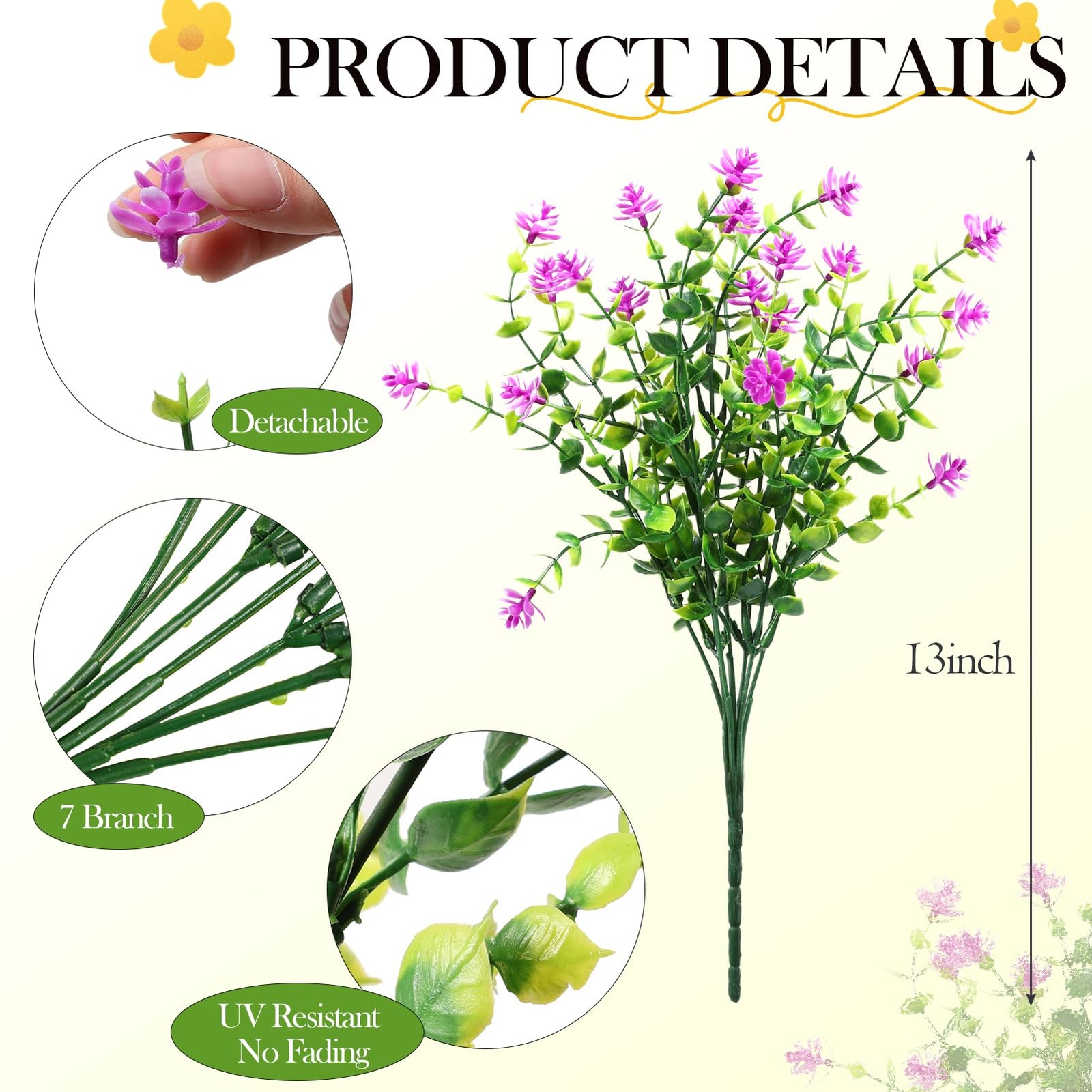 12 Pack Artificial Flowers & Plants for Outdoor Decor – Faux Eucalyptus & Lav…