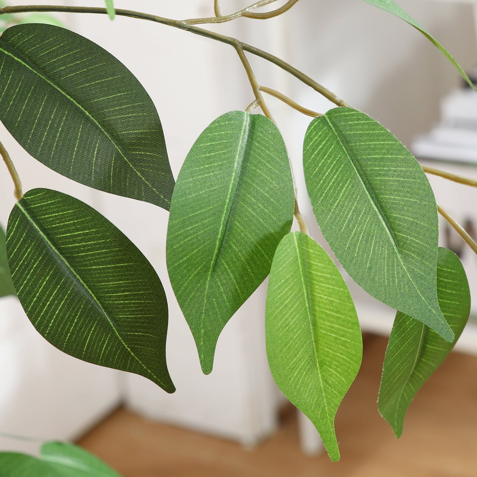 6FT Artificial Ficus Tree Natural Wood Trunk Lifelike Leaves Fake Potted Tree
