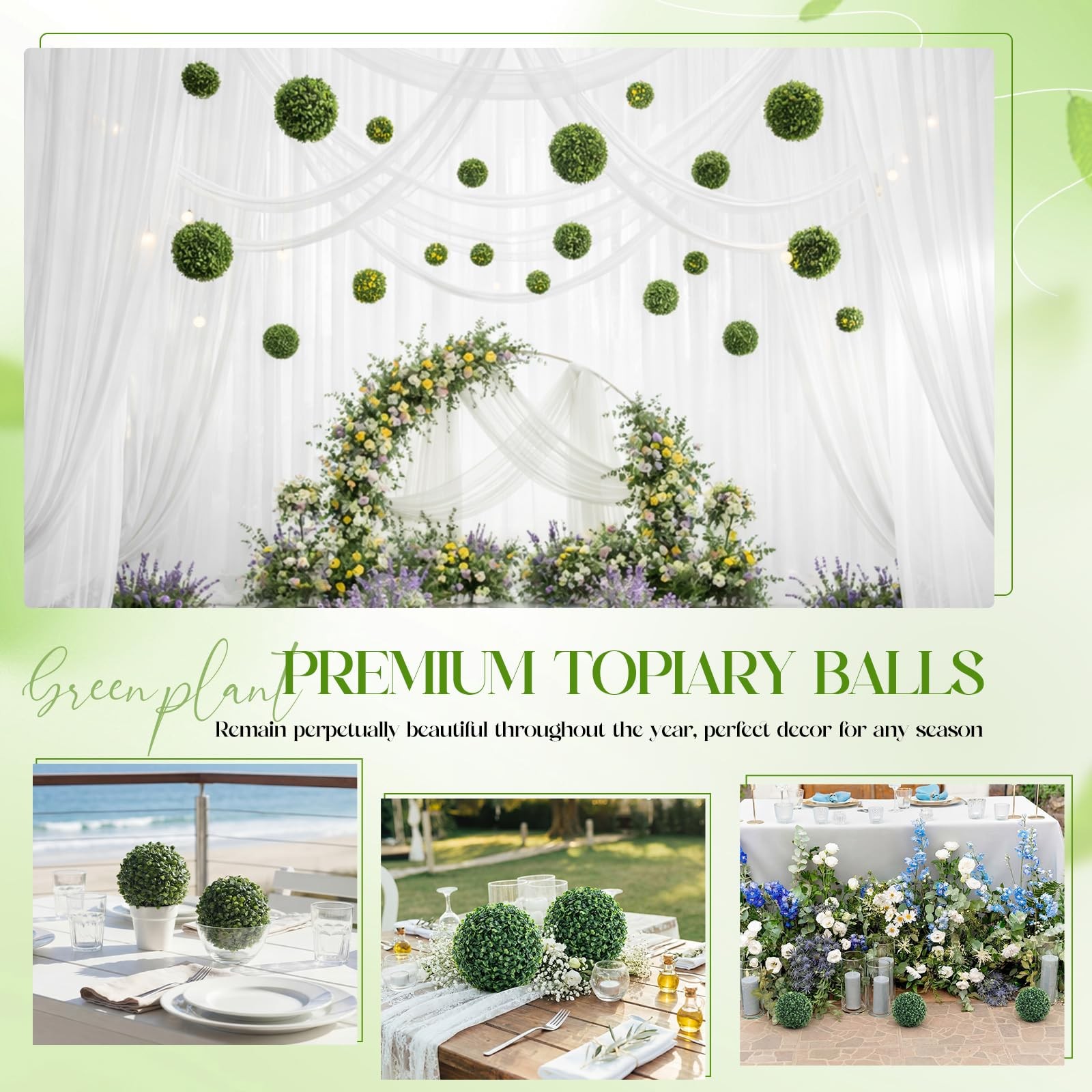 5 Inch Artificial Boxwood Topiary Balls Fake Round Greenery Hanging 12 PCS