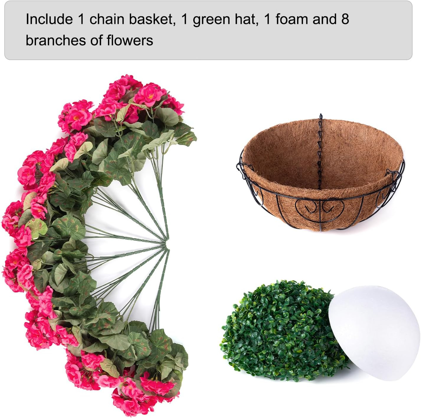 UV Resistant Artificial Geraniums Hanging Basket for Outdoor Decoration