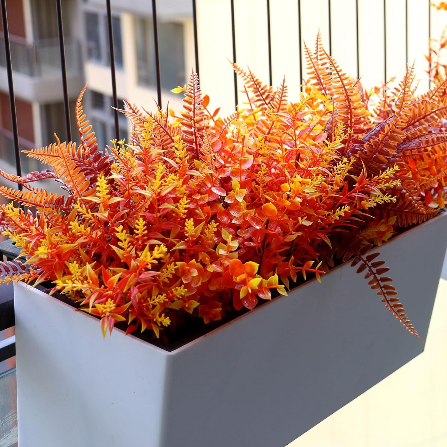 18PCS Artificial Fall Flowers Mums Plants for Outdoor Autumn Decoration UV Resis