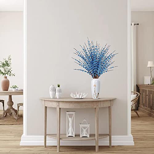10 Pcs 29.5’’ Long Artificial Jasmine Flowers Tall Fake Flower Light Blue