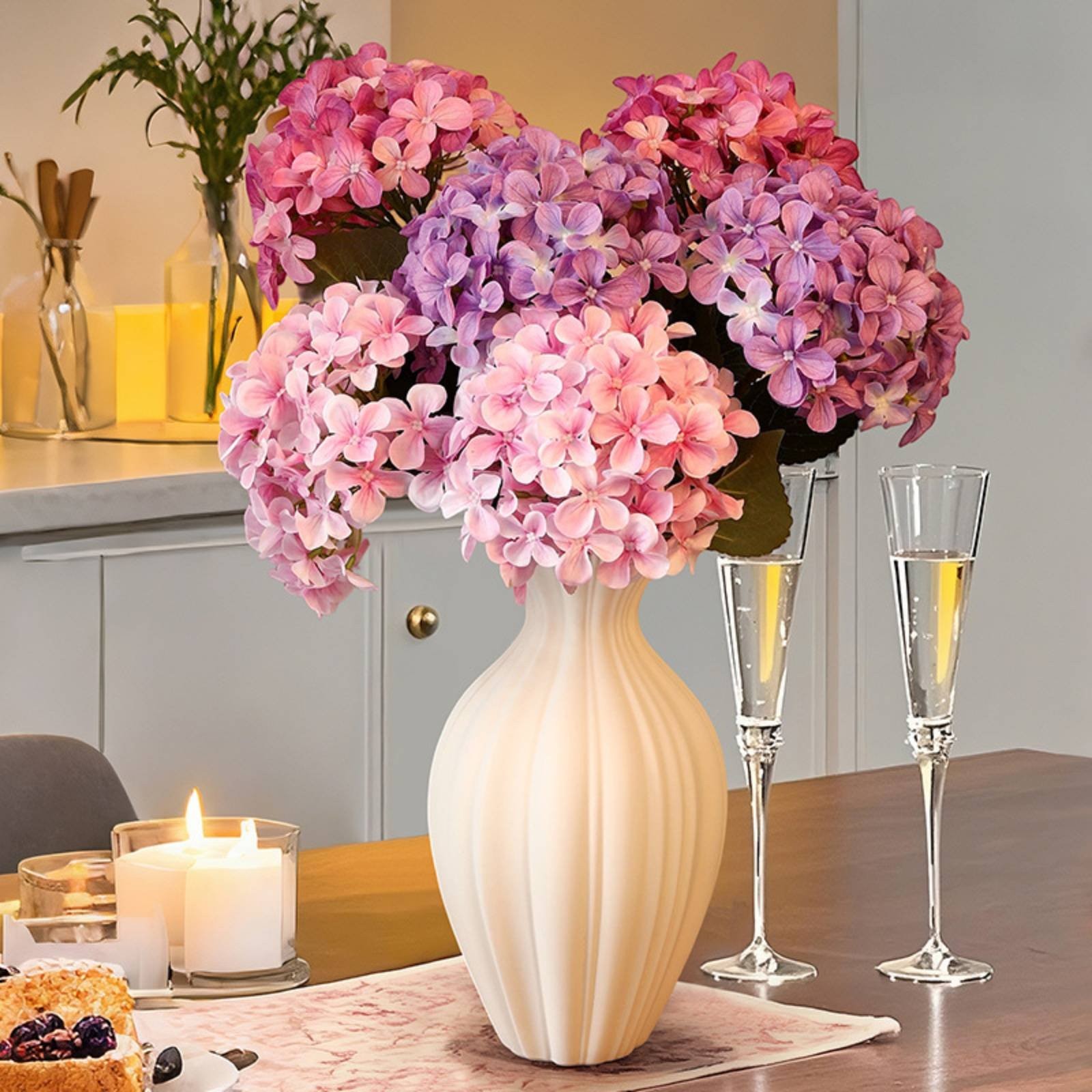 Artificial Hydrangea Arrangement Lifelike Silk Hydrangea Arrangement Long