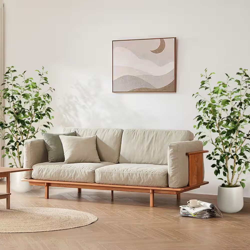 5 Ft. Artificial Ficus Tree in White Decor Pot, Faux Green Plant Indoor Home Dec