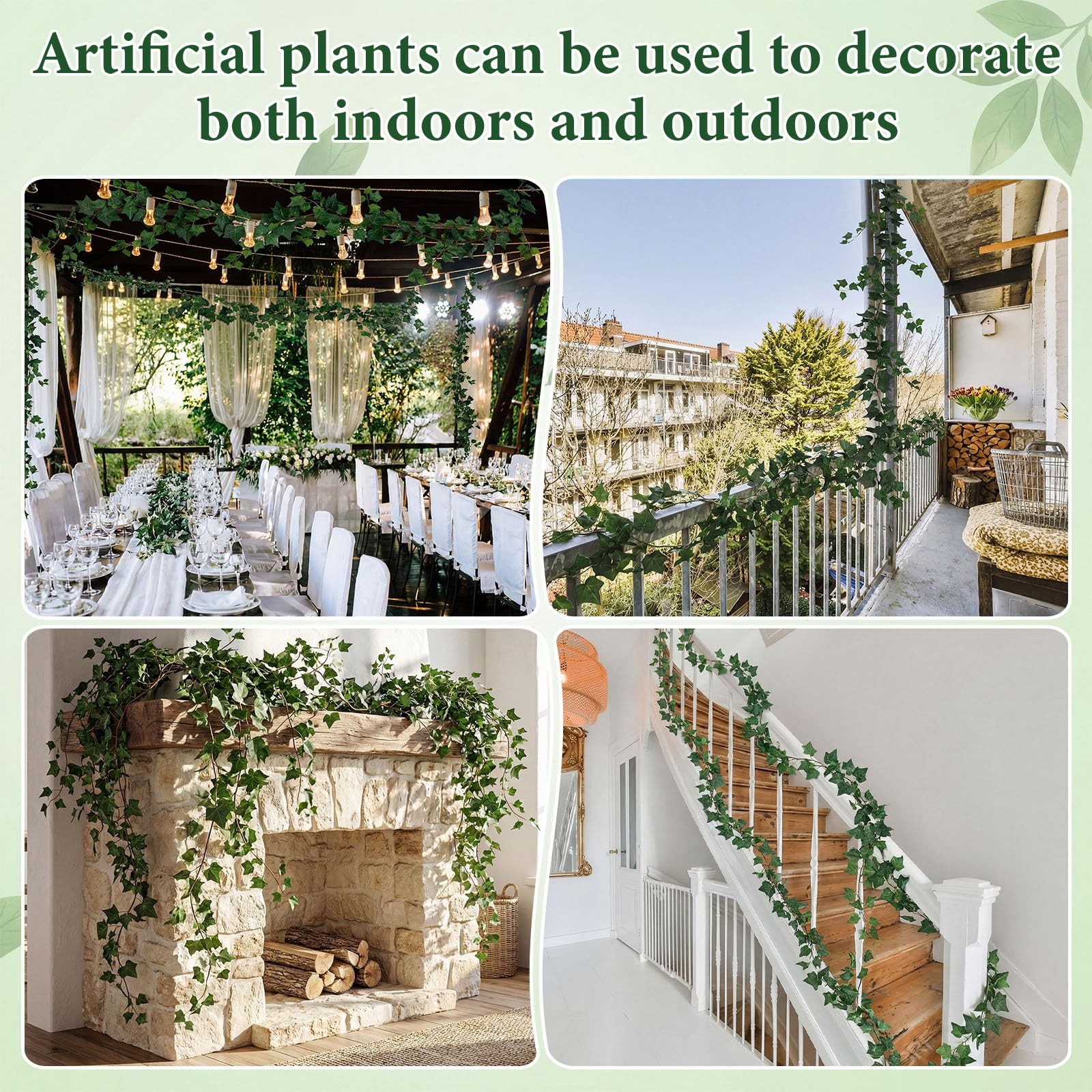 2 Pcs 71 inches Artificial Ivy Vines Garland Green Fake Ivy Garland Faux Hang…