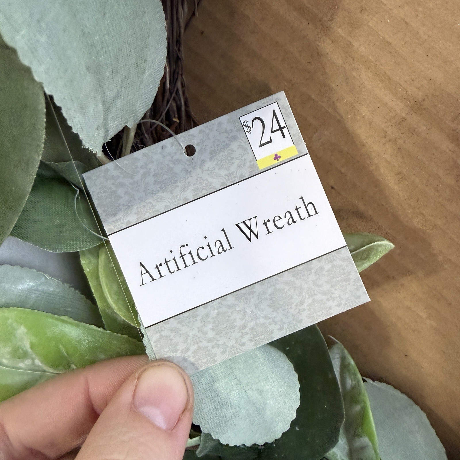 Artificial Wreath Faux Eucalyptus Lambs Ear Ready To Hang Door Wall Spring Decor