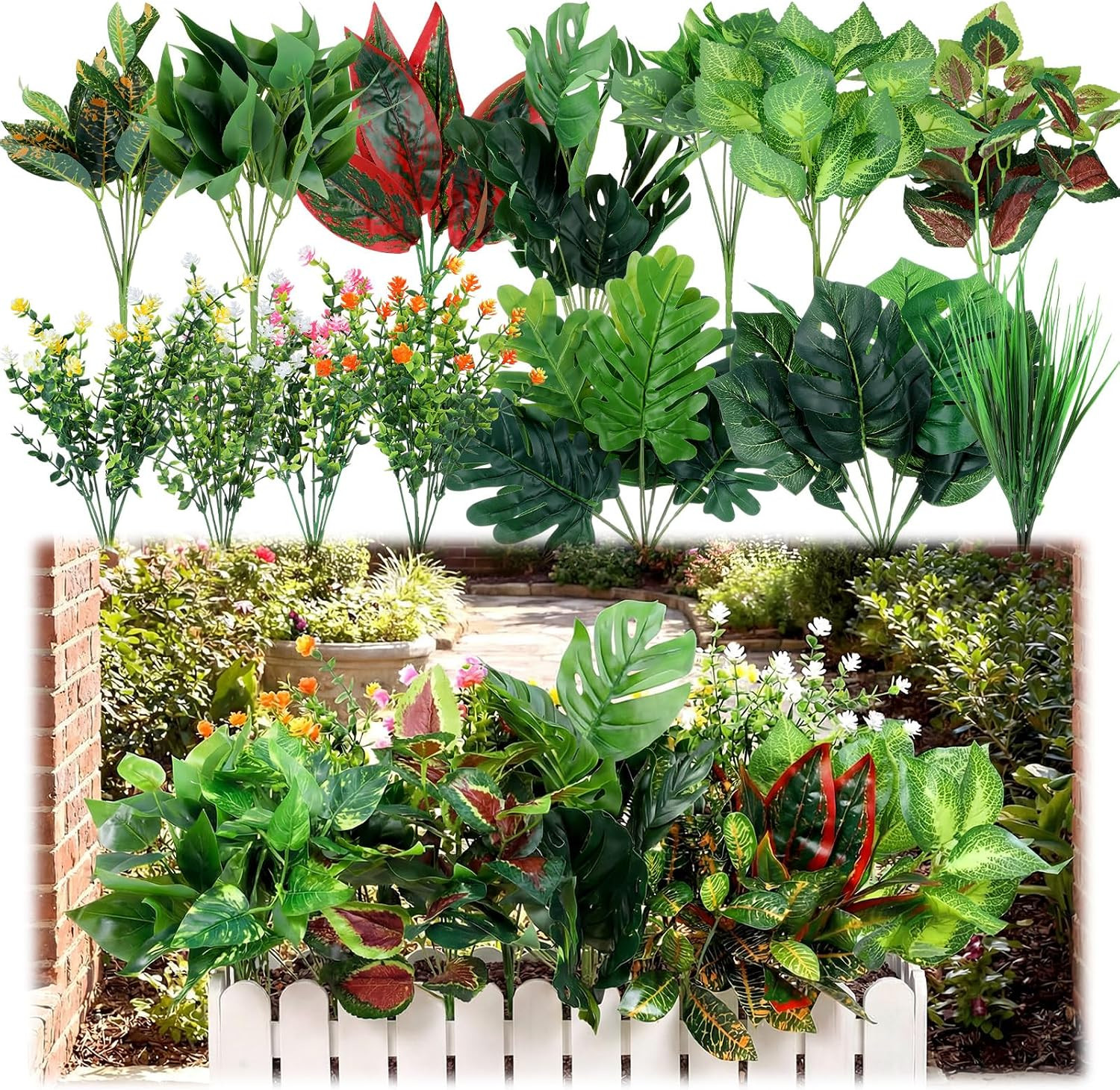 30 UV Resistant Faux Greenery Bushes for Indoor/Outdoor Decor