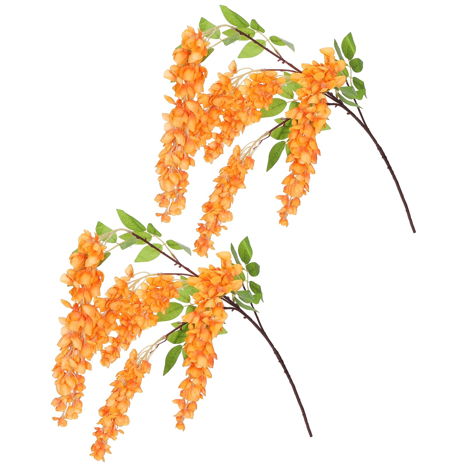 2 Pcs Artificial Wisteria Hanging Flowers 3.9 ft Fake Hanging Floral Orange