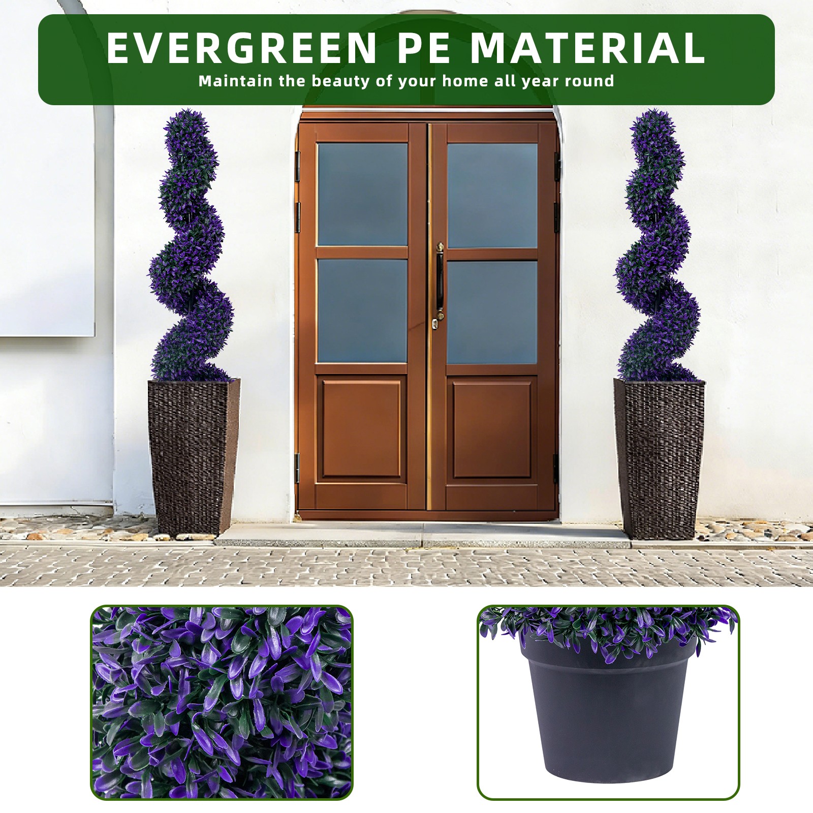 4FT Artificial Topiary 2 Pack, Spiral Faux Plant for Indoor Outdoor Garden Decor