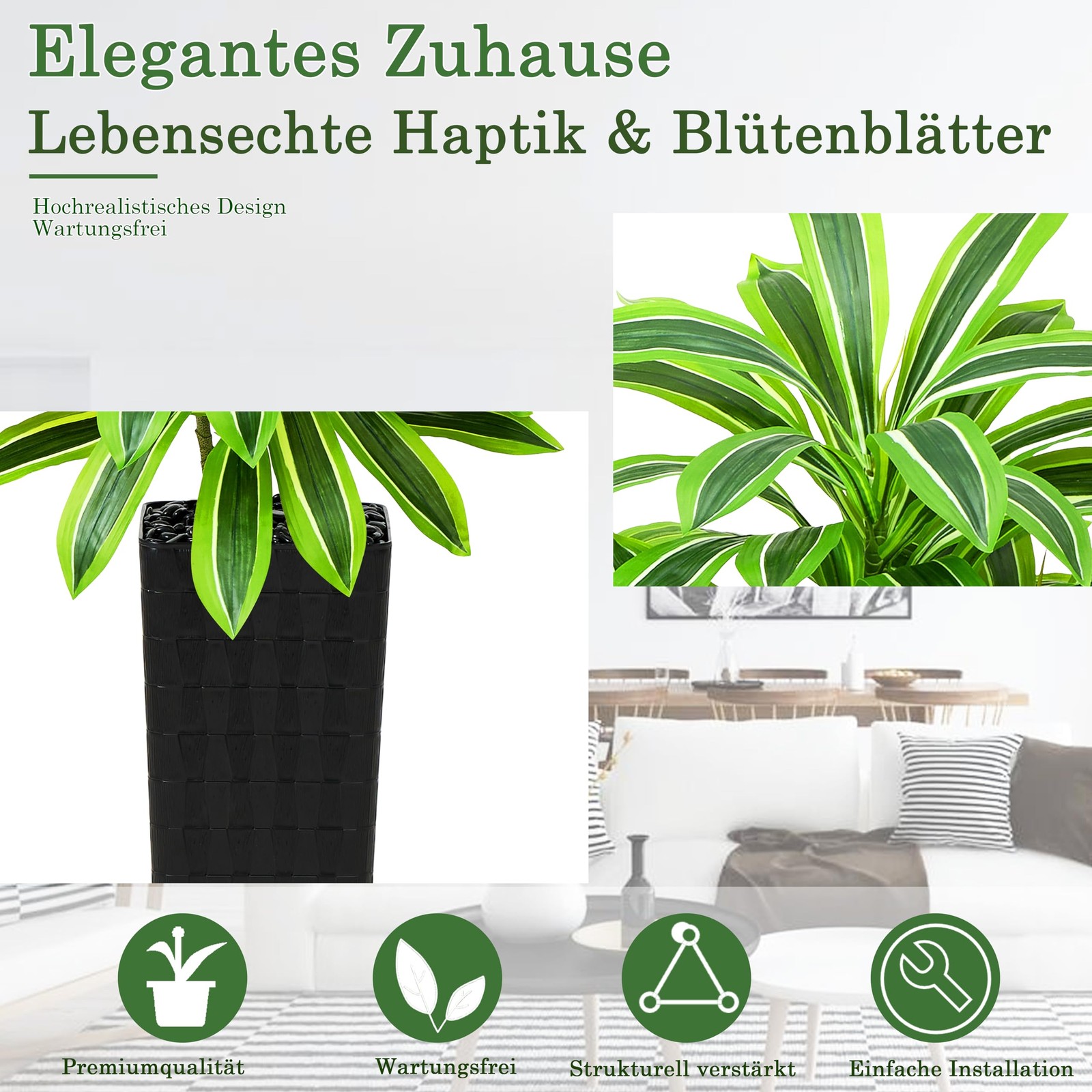 Artificial Dracaena Tree：7FT Faux Silk Tropical Yucca Floor Trees Realistic F…