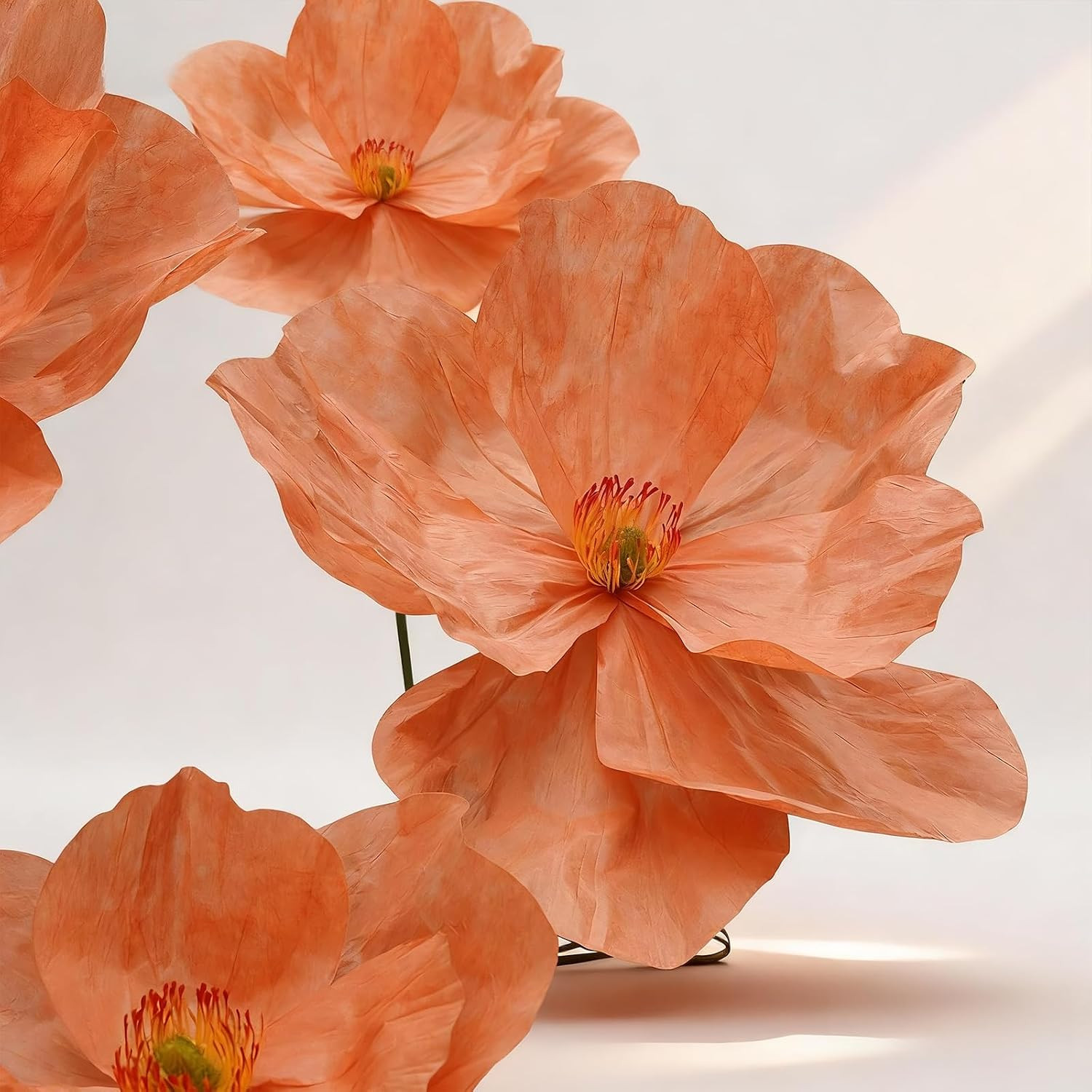 Giant Poppy Artificial Flowers with Stand,Large Gradient Paper Flowers,Waterproo