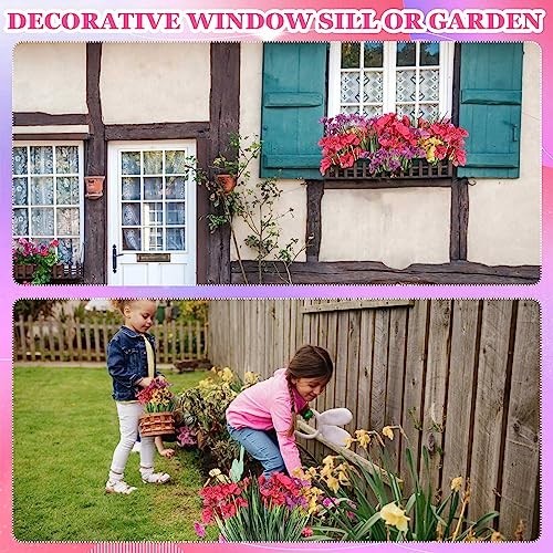 100 Bundles UV Resistant Violet Artificial Flowers – Faux Silk Outdoor Decor, Bu